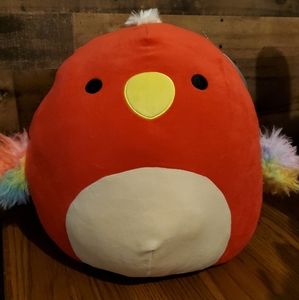 Squishmallow 14" Paco the Parrot Soft Red Plush Kellytoy Rainbow Fuzzy Wings NWT
